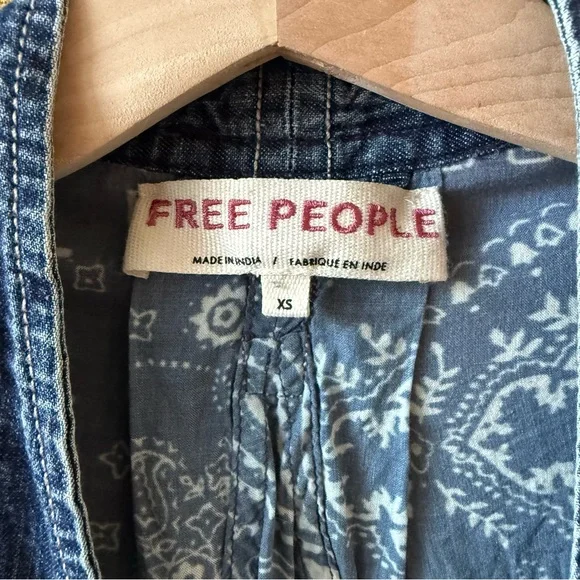 Free People Denim + Bandana Bed Jacket - Picture 2 of 5
